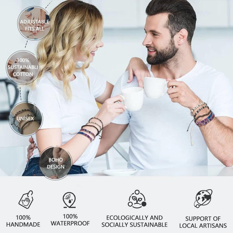 Mannikesi Beach Bracelet Set for Men and Women, Surfer Men Bracelet, Braided Boho Summer Bracelets Adjustable Men's Bracelet Handmade Women Bracelet String Rope Ankle Bracelets Birthday Gift - Image 4